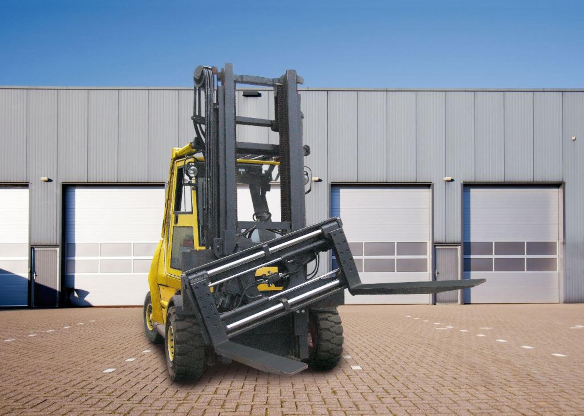 Shaft-guided fork positioner, rotatable